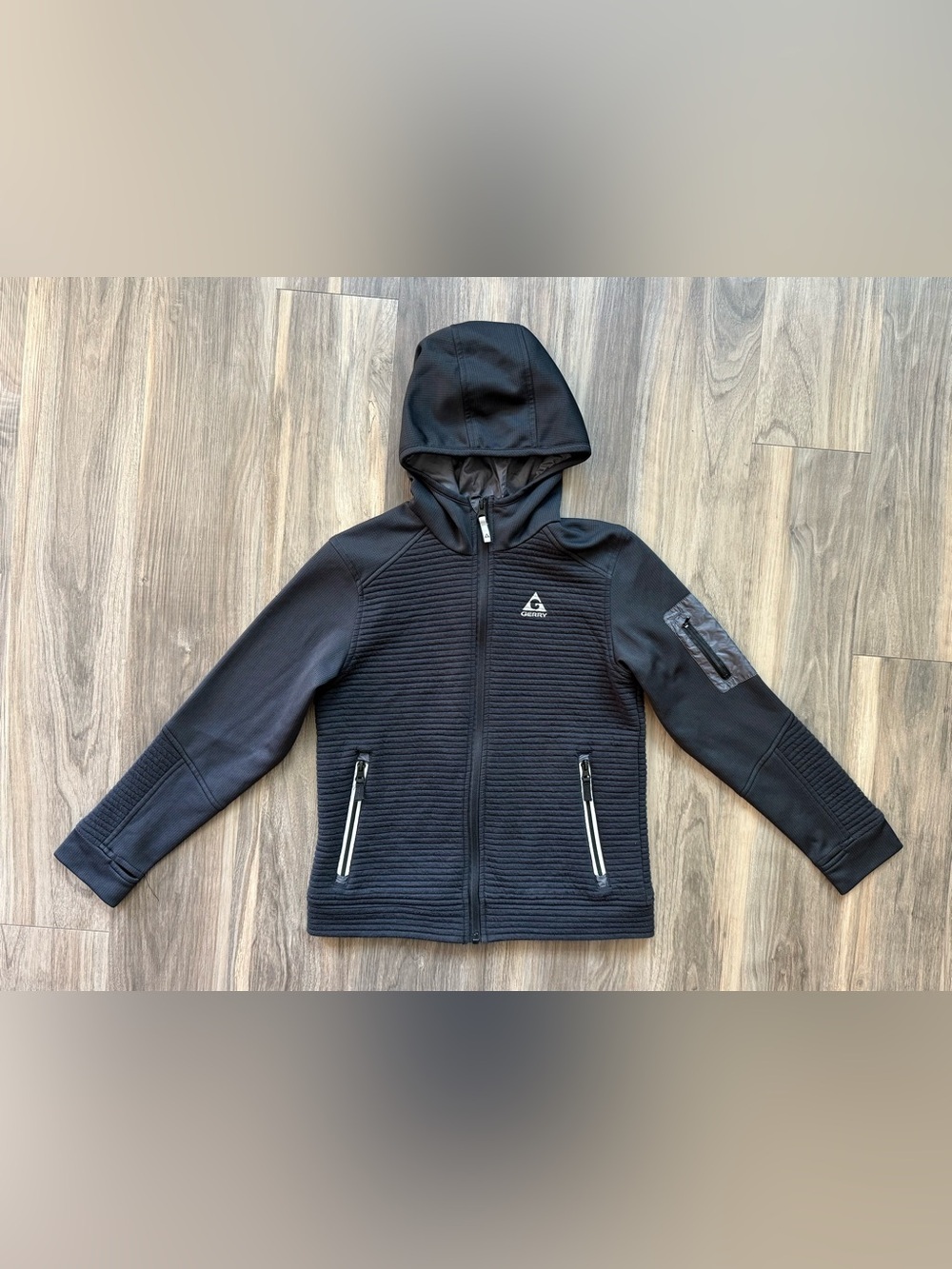 Gerry Softshell Black Zip-Up Hooded Jacket Size Youth M (10-12) - Picture 3 of 5
